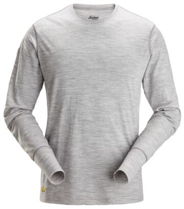 Snickers 2451 Wollen T-Shirt met Lange Mouwen Lichtgrijs melange