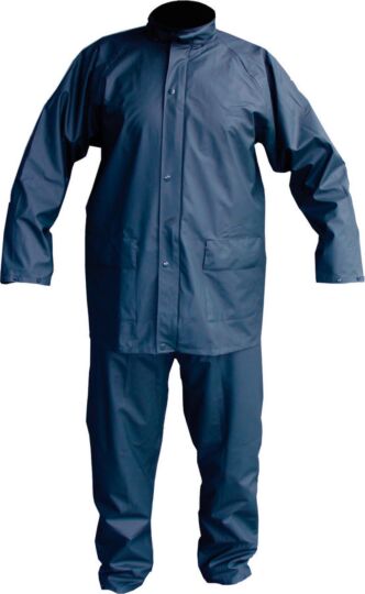 PU stretch regenpak 2-delig marineblauw