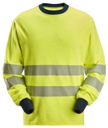 Snickers 2461 High-Vis Klasse 3 T-Shirt met Lange Mouwen High-Vis Geel/Marineblauw