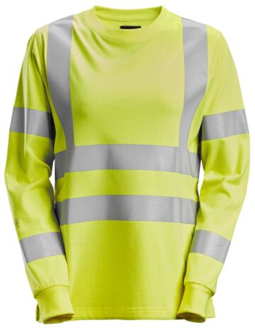 Snickers 2476 ProtecWork Dames T-shirt met Lange Mouwen High-Vis Klasse 3/2 High-Vis Geel