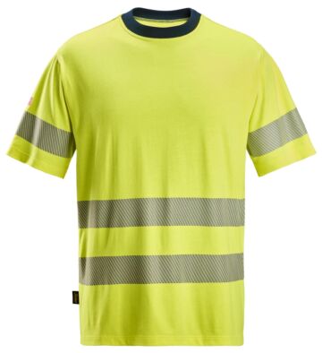 Snickers 2562 High-Vis Klasse 3/2 T-Shirt met Korte Mouwen High-Vis Geel/Marineblauw