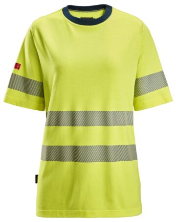 Snickers 2567 High-Vis Klasse 2 Dames T-Shirt met Korte Mouwen High-Vis Geel/Marineblauw
