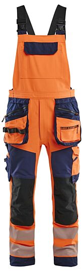 Blåkläder 2626-1648 High Vis Bretelbroek 4-weg stretch High Vis Oranje/Marineblauw