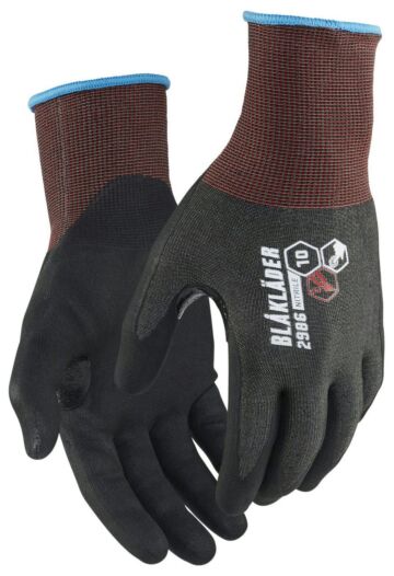 Blåkläder 2986-1409 Snijbestendige handschoenen D nitril-gecoat Touch Zwart