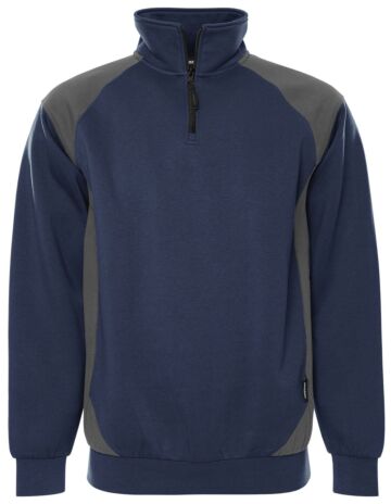 Fristads Sweater met korte rits 7048 GSM Marineblauw/Grijs