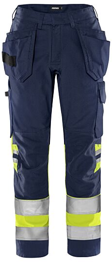 Fristads High vis dameswerkbroek klasse 1 2670 GPLU Hi-Vis Geel/Marineblauw