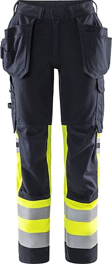 Fristads Flamestat high vis stretch werkbroek dames klasse 1 2271 ATHF Hi-Vis Geel/Marineblauw