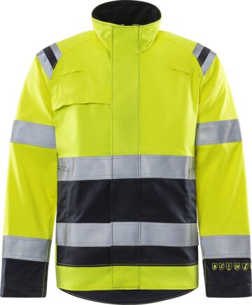 Fristads Flamestat high vis stretchjack klasse 3 4160 ATHF Hi-Vis Geel/Marineblauw