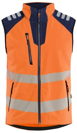 Blåkläder 3091-2513 Softshell Bodywarmer High Vis High Vis Oranje/Marineblauw