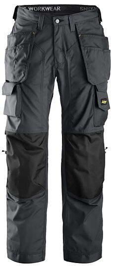 Snickers 3223 Rip-Stop Vloerleggersbroek met Holsterzakken Staalgrijs/Zwart