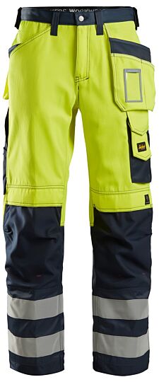 Snickers 3233 High-Vis Broek met Holsterzakken Klasse 2 High-Vis Geel/Marineblauw