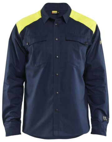 Blåkläder 3238-1517 Overhemd Multinorm Marine/High Vis Geel