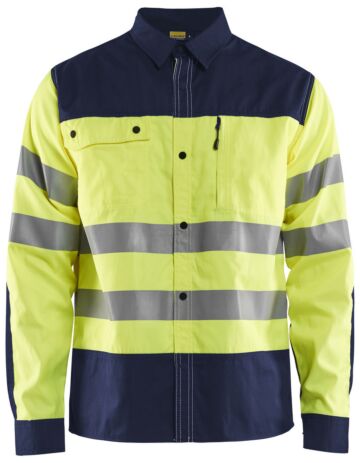 Blåkläder 3255-1817 High Vis overhemd High Vis Geel/Marineblauw