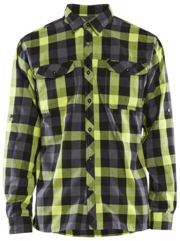 Blåkläder 3299-1153 Overhemd flanel Zwart/High Vis Geel