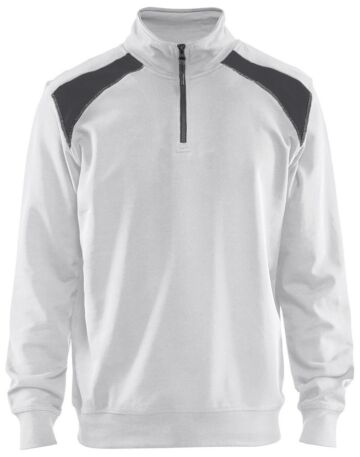 Blåkläder 3353-1158 Sweatshirt bi-colour met halve rits Wit/Donkergrijs