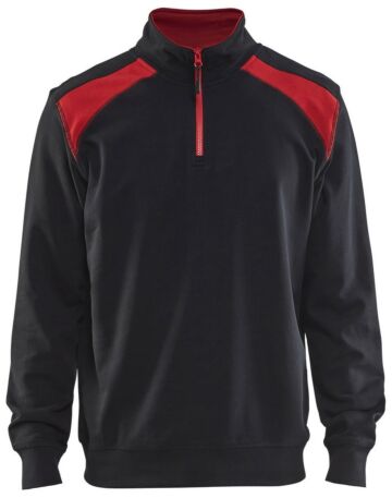 Blåkläder 3353-1158 Sweatshirt bi-colour met halve rits Zwart/Rood