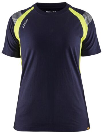 Blåkläder 3402-1030 Dames T-shirt Visible Marine/High Vis Geel