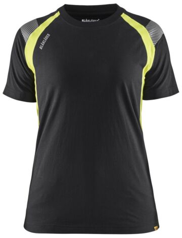 Blåkläder 3402-1030 Dames T-shirt Visible Zwart/High Vis Geel