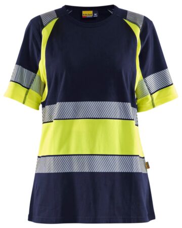 Blåkläder 3410-1030 Dames T-Shirt High Vis Marine/High Vis Geel