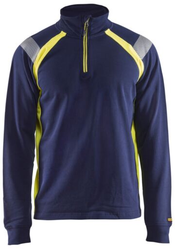 Blåkläder 3432-1158 Sweatshirt met halve rits Visible Marine/High Vis Geel