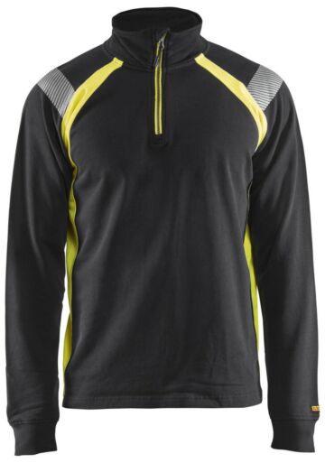 Blåkläder 3432-1158 Sweatshirt met halve rits Visible Zwart/High Vis Geel