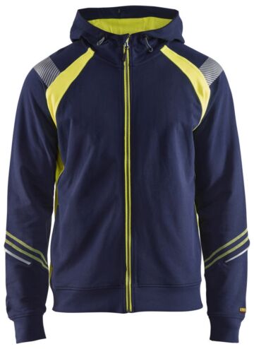 Blåkläder 3433-1158 Hooded sweatshirt met rits Visible Marine/High Vis Geel