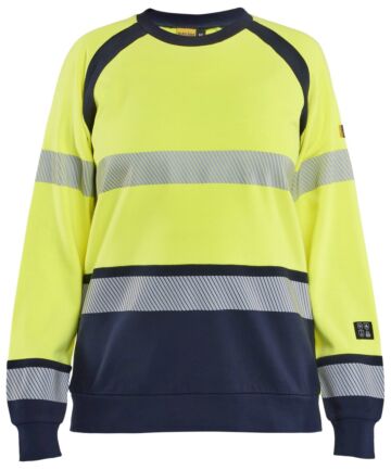 Blåkläder 3454-1762 Dames Multinorm Sweatshirt High Vis Geel/Marineblauw