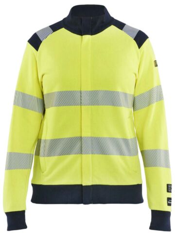 Blåkläder 3471-1762 Dames Multinorm Sweatshirt met rits High Vis Geel/Marineblauw