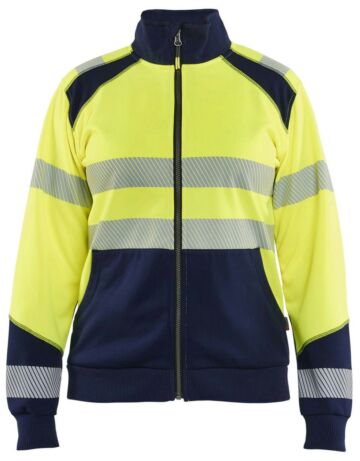 Blåkläder 3508-2528 Dames sweatshirt met rits High Vis High Vis Geel/Marineblauw