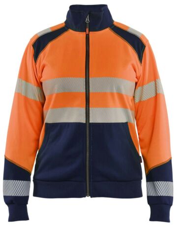 Blåkläder 3508-2528 Dames sweatshirt met rits High Vis High Vis Oranje/Marineblauw