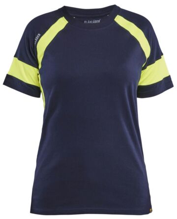 Blåkläder 3524-1030 Dames T-shirt Visible Marine/High Vis Geel