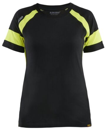 Blåkläder 3524-1030 Dames T-shirt Visible Zwart/High Vis Geel