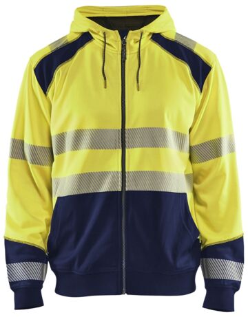 Blåkläder 3546-2528 Hooded sweatshirt met rits High Vis High Vis Geel/Marineblauw