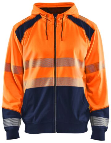 Blåkläder 3546-2528 Hooded sweatshirt met rits High Vis High Vis Oranje/Marineblauw
