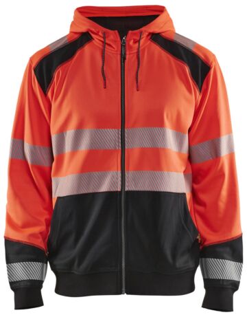 Blåkläder 3546-2528 Hooded sweatshirt met rits High Vis High Vis Rood/Zwart