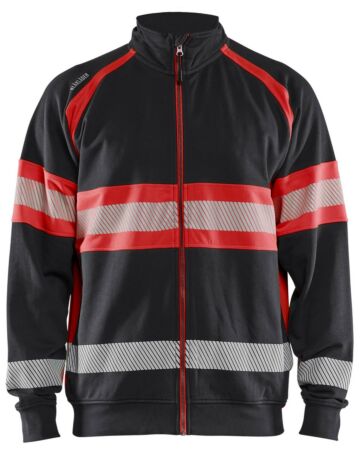 Blåkläder 3551-1158 Sweatshirt met rits High vis Zwart/High Vis Rood