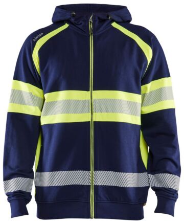Blåkläder 3552-1158 Hooded sweatshirt met rits High Vis Marine/High Vis Geel
