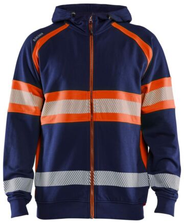 Blåkläder 3552-1158 Hooded sweatshirt met rits High Vis Marineblauw/Oranje