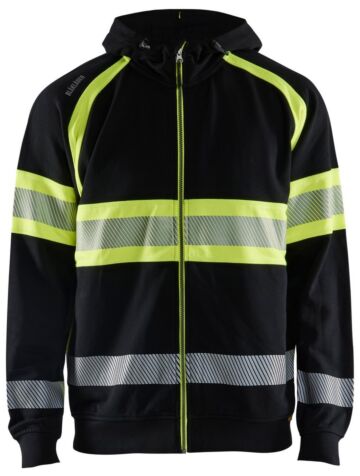 Blåkläder 3552-1158 Hooded sweatshirt met rits High Vis Zwart/High Vis Geel