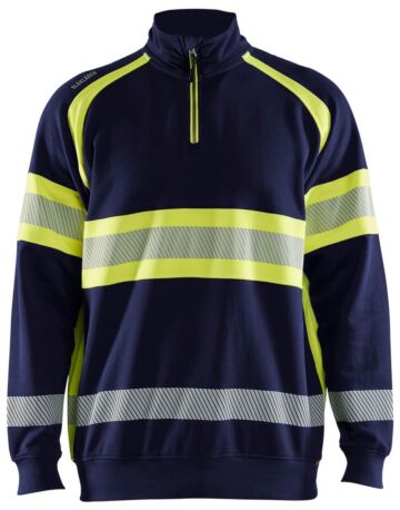 Blåkläder 3553-1158 Sweatshirt met halve rits High Vis Marine/High Vis Geel