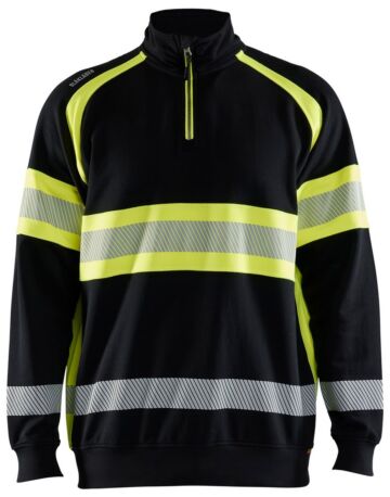 Blåkläder 3553-1158 Sweatshirt met halve rits High Vis Zwart/High Vis Geel