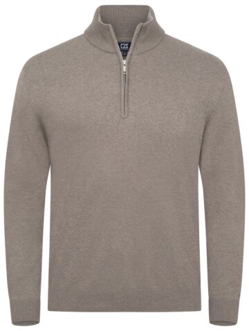 Cutter &amp; Buck Oakville Half Zip Sweater Heren Nougat Mélange