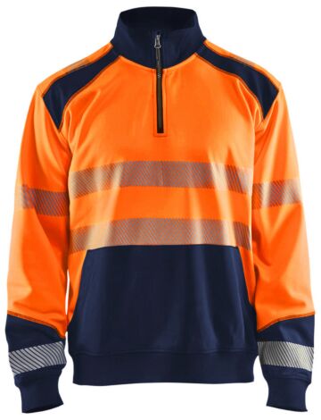 Blåkläder 3556-2528 Sweatshirt met halve rits High Vis High Vis Oranje/Marineblauw