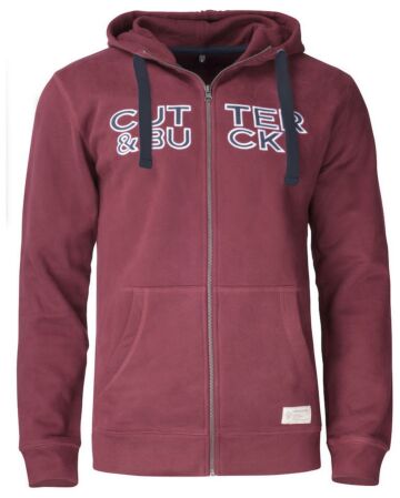 Cutter & Buck Twisp Hood Full Zip Heren Burgundy logo