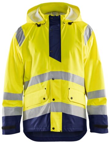 Blåkläder 4323-2000 Regenjas High Vis LEVEL 1 High Vis Geel/Marineblauw