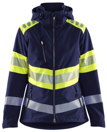 Blåkläder 4404-2513 Dames Softshell Jack High Vis Marine/High Vis Geel