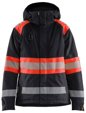 Blåkläder 4470-1977 Dames Winterjas High Vis Zwart/High Vis Rood