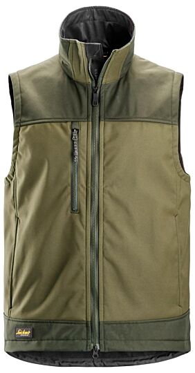 Snickers 4506 Softshell Stretch Bodywarmer Khakigroen/Donkerkhakigroen