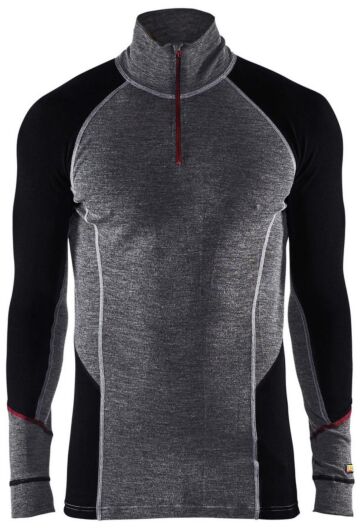 Blåkläder 4699-1736 Onderhemd met halve rits merinowol XWARM Medium grijs/Zwart