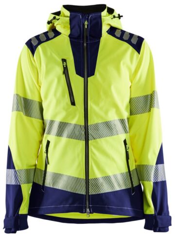 Blåkläder 4791-2513 Dames Softshell jack High Vis High Vis Geel/Marineblauw